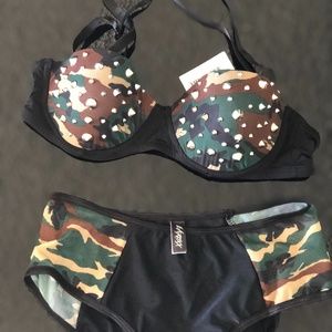 Lingerie: Army print 2 piece set
